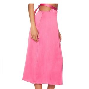 NWT WeWoreWhat Vibrant Cut Out Hot Pink Midi Skirt | Large 🔥CLEAR THE CLOSET